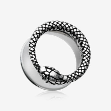 A Pair of Vicious Serpent Snake Ear Gauge Tunnel Plug-Steel